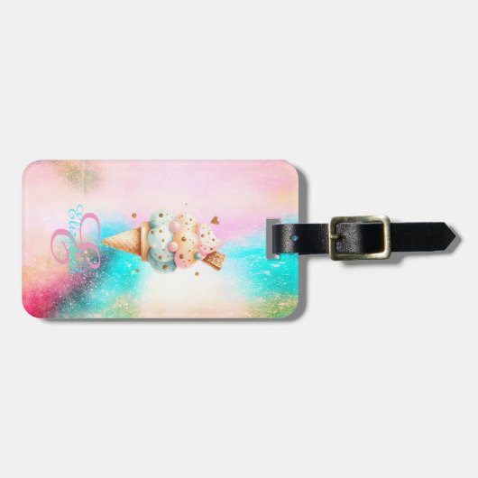 Farbige Eiscreme-Monogramm Gepäckanhänger (Vorderseite horizontal)