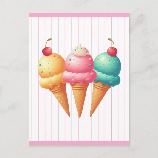 Farbige Eiscreme Postkarte (Vorderseite)