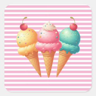 Farbige Eiscreme Quadratischer Aufkleber