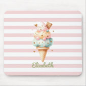 Farbige Eiscreme Rosa Streifen Mousepad (Vorne)