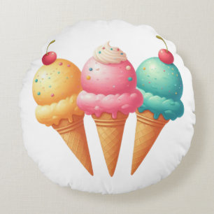 Farbige Eiscreme Rundes Kissen