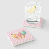 Farbige Eiscreme Steinuntersetzer (Seitenansicht)