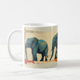 Farbige Elefanten im Vintage-Stil Kaffeetasse