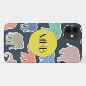 Farbige Elefanten, Muster von Elefanten, Monogramm Case-Mate iPhone Hülle (Rückseite (Horizontal))