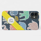 Farbige Elefanten, Muster von Elefanten, Monogramm Case-Mate iPhone Hülle (Rückseite (Horizontal))