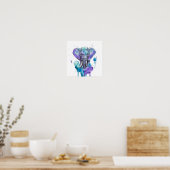 Farbige Elefanten-Wasserfarben-Kunst Poster (Küche)