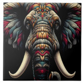 Farbige Elefantenkunst mit detaillierten Mustern Fliese (Vorderseite)