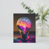 Farbige elektrische Brain Light Bulb Postkarte (Stehend Vorderseite)
