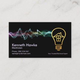 Farbige elektrische Ladung Gold Zuhause Bulb Visitenkarte