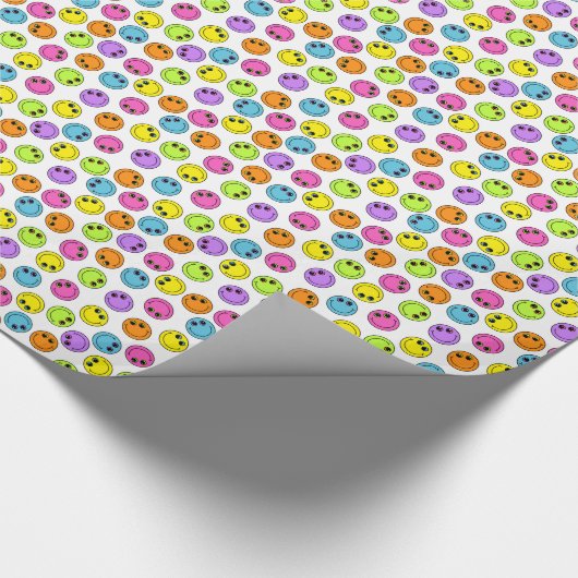 Farbige Emoji-Gesichter Geschenkpapier (Ecke)