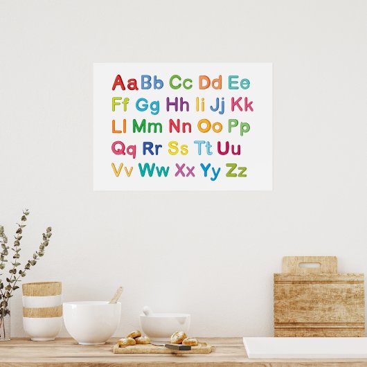 Farbige englische Buchstaben Tutor Poster (Küche)