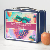 Farbige Erdbeere 1. Klasse Stern 2025 Metall Brotdose (Beispiel)