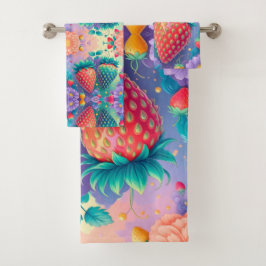Farbige Erdbeere Badhandtuch Set