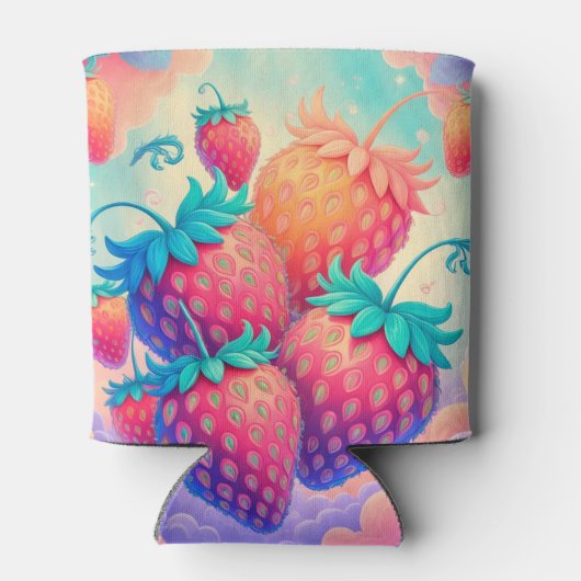 Farbige Erdbeere Dosenkühler (Rückseite)