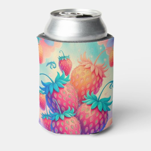 Farbige Erdbeere Dosenkühler (Kanne Rückseite)