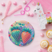 Farbige Erdbeere Pappteller (Party)