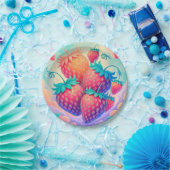 Farbige Erdbeere Pappteller (Party)