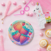 Farbige Erdbeere Pappteller (Party)