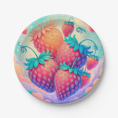 Farbige Erdbeere Pappteller (Vorderseite)