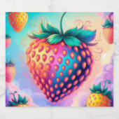 Farbige Erdbeere Schaumweinetikett (Einzelnes Label)