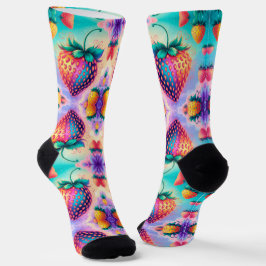 Farbige Erdbeere Socken