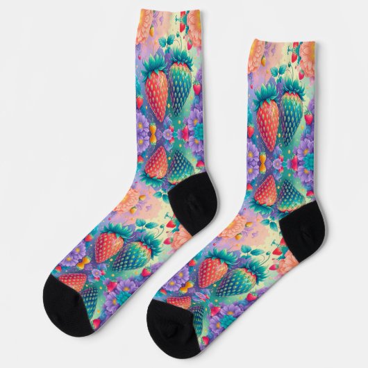 Farbige Erdbeere Socken (Linkes Detail)