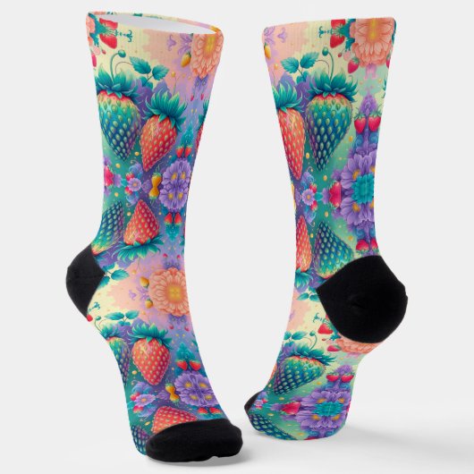 Farbige Erdbeere Socken (Gewinkelt)