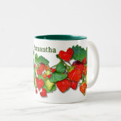 Farbige Erdbeeren personalisierter benutzerdefinie Zweifarbige Tasse (VorderseiteRechts)