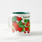 Farbige Erdbeeren personalisierter benutzerdefinie Zweifarbige Tasse (Vorderseite Links)