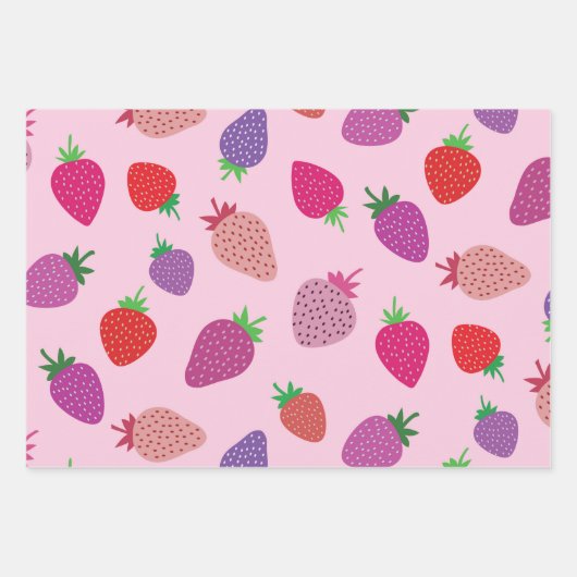 Farbige Erdbeerfelder Geschenkpapier Set (Vorderseite 2)