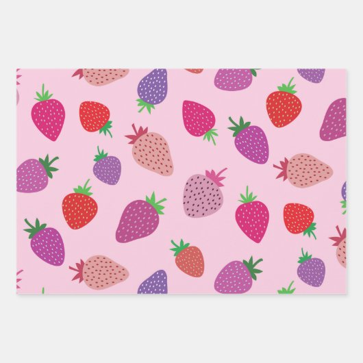 Farbige Erdbeerfelder Geschenkpapier Set (Vorderseite)