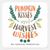 Farbige Erntedank Phrase Foliage Personalisiert Quadratischer Aufkleber (Vorderseite)