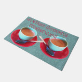 Farbige Espresso Cups Saucer Fotovorlage Fußmatte (Schrägansicht)