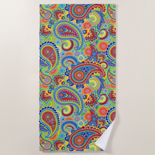 Farbige Ethik-Blumenpaisley-Muster Strandtuch (Vorderseite)