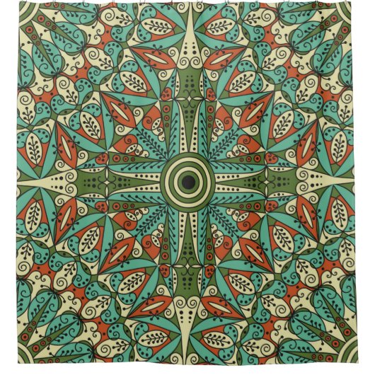 Farbige ethnisch gemusterte Herkunft. Arabesque vi Duschvorhang (Vorderseite)