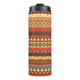 Farbige ethnisch nahtlose Stammes-Muster. Thermosbecher