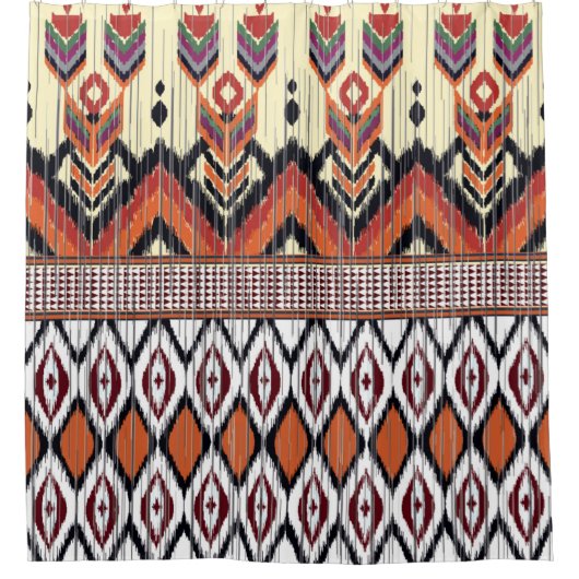 Farbige ethnisch nahtlose Stammesmuster Duschvorhang (Vorderseite)