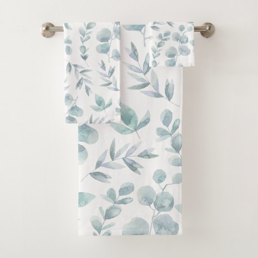 Farbige Eukalyptus-Blätter in rustikalen Farben Badhandtuch Set (Insitu)