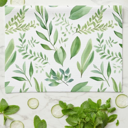 Farbige Eukalyptus-Blätter in rustikalen Farben Geschirrtuch (Gefaltet)