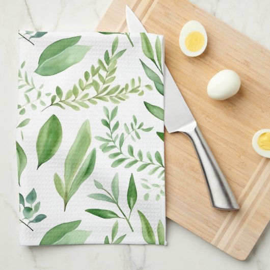 Farbige Eukalyptus-Blätter in rustikalen Farben Geschirrtuch (Viertel Falte)