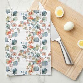 Farbige Eukalyptus-Blätter in rustikalen Farben Geschirrtuch