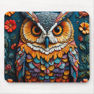 Farbige Eulen-Kunstwerke mit aufwendigen Details Mousepad