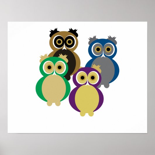 Farbige Eulen Poster (Vorne)