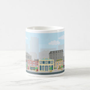 Farbige europäische Stadtstraße urbane Skyline Kaffeetasse