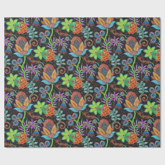 Farbige Exotic Floral Design Glasperlen sehen aus Geschenkpapier (Flach)