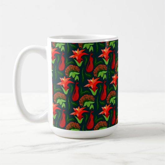 Farbige exotische Blumen Blätter Muster-23187 Kaffeetasse (Links)