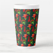 Farbige exotische Blumen Blätter Muster Milchtasse (Vorderseite)