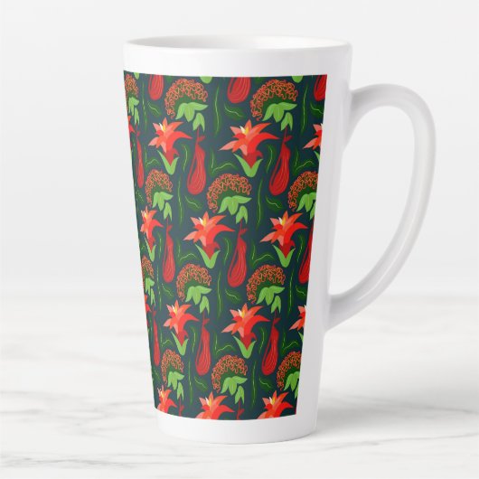 Farbige exotische Blumen Blätter Muster Milchtasse (Rechts)
