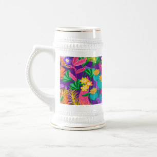 Farbige exotische Blumendesigns Bierglas