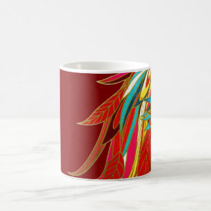 Farbige exotische Stammesfedern Rot Kaffeetasse
